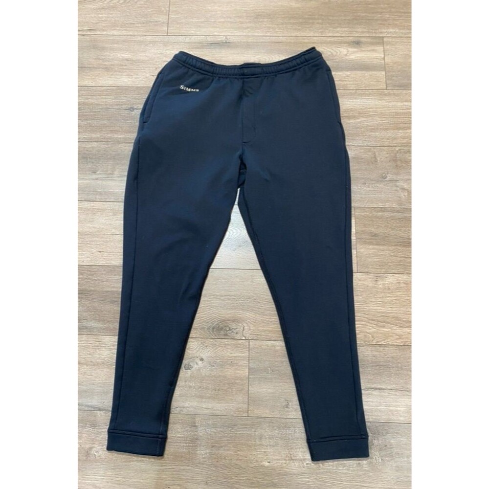 Simms Fishing Fleece Pants Mens M Black Drawstring Under Wader Jogger